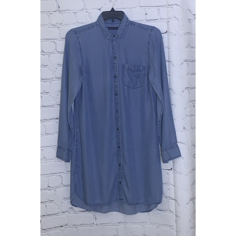 Abercrombie & Fitch Denim Shirt Dress Womens Large Tall Blue Long Sleeve